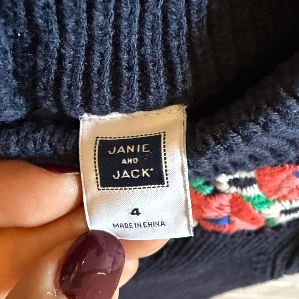 Janie and Jack blue sweater dress with flowers Size 4 - Picture 6 of 6